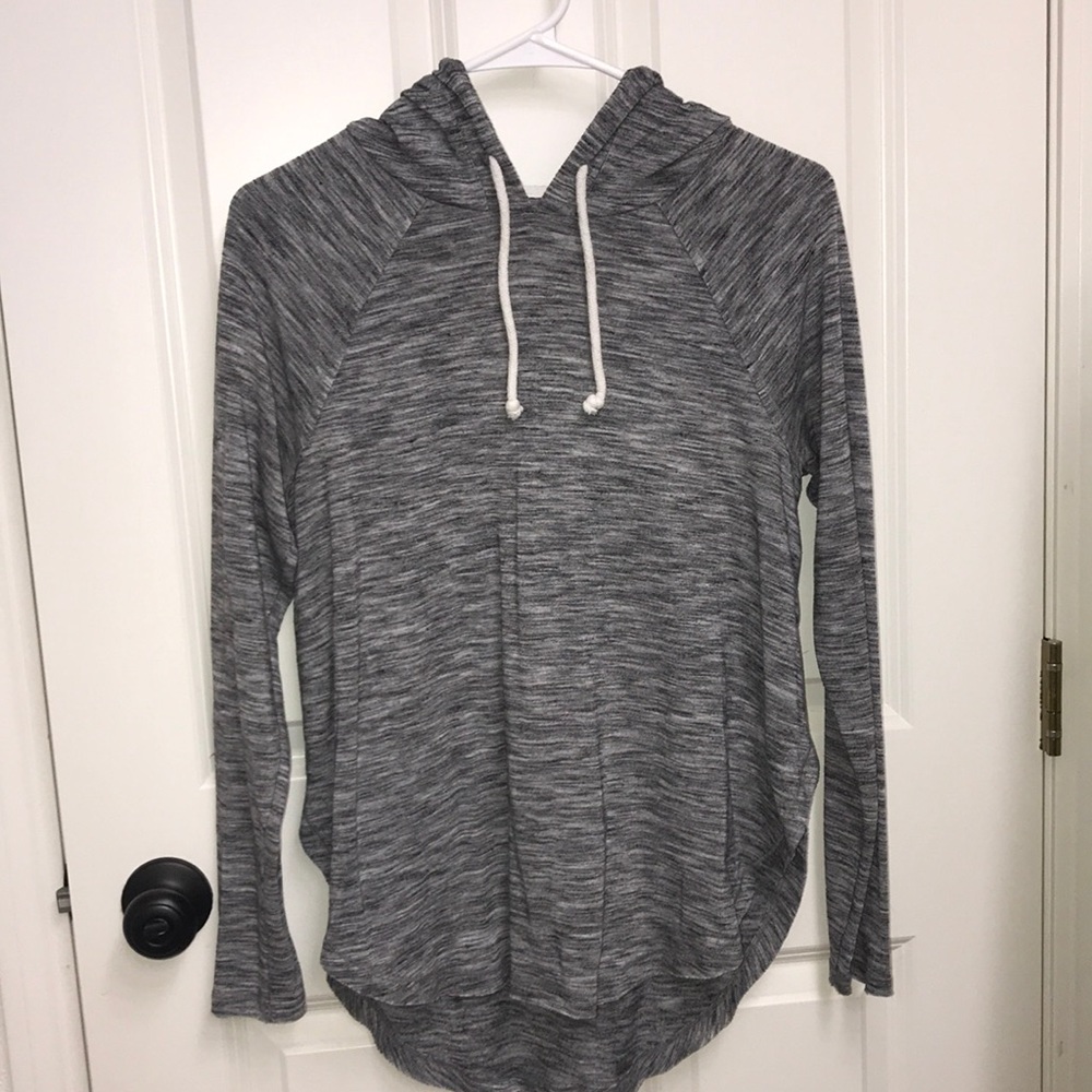 Grey hooded long sleeve.